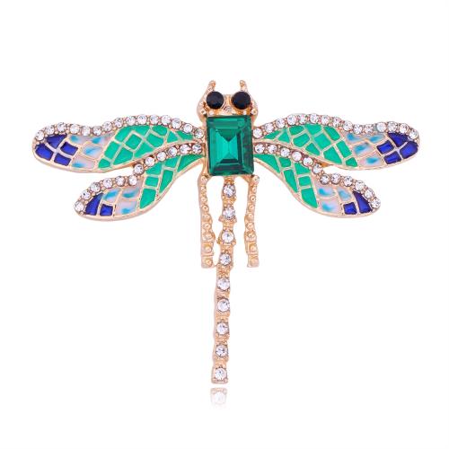 Cink ötvözet Bross, Dragonfly, galvanizált, a nő & zománc & strasszos, több színt a választás, 52x40mm, Által értékesített PC