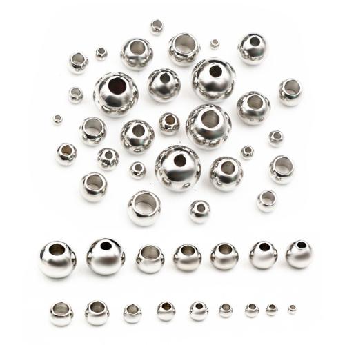 ROSTFRITT STÅL Bead, Rund, olika storlek för val, ursprungliga färgen, 1000PC/Bag, Säljs av Bag