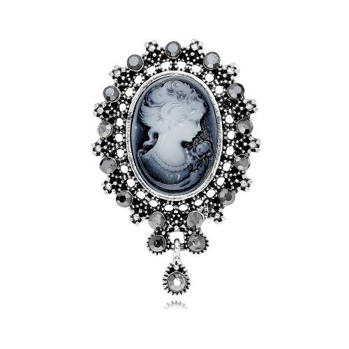 Zinc Alloy Broche, met Hars, Karakter, plated, uniseks & met strass, meer kleuren voor de keuze, 55x36mm, Verkocht door PC