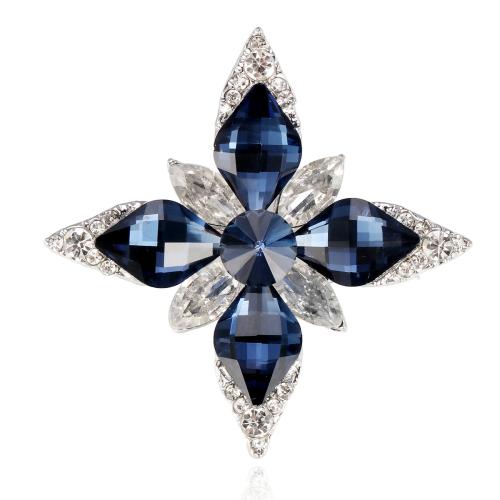 Zinc Alloy Broche, Acht Point Star, plated, voor vrouw & met strass, meer kleuren voor de keuze, 44x44mm, Verkocht door PC