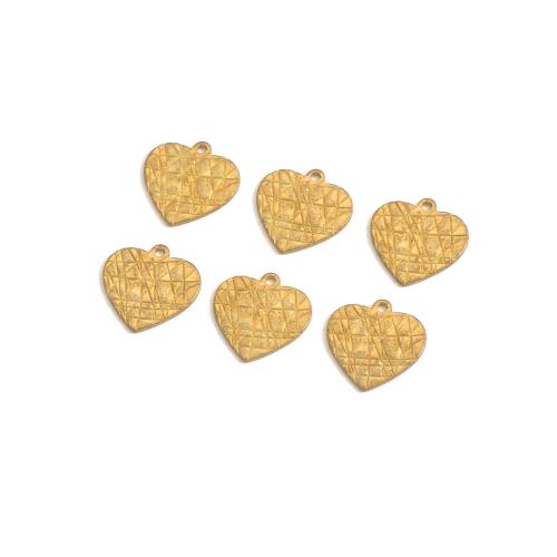Messing hart hangers, DIY, oorspronkelijke kleur, 14.90x15.20mm, Verkocht door PC