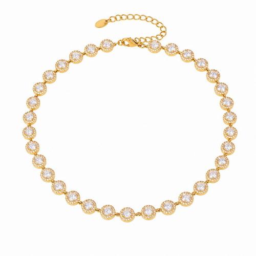 304 Stainless Steel Necklace plated micro pave cubic zirconia & for woman Length Approx 40 cm Sold By PC
