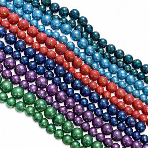 Glass Pearl Beads Round plated DIY Sold Per Approx 40 cm Strand