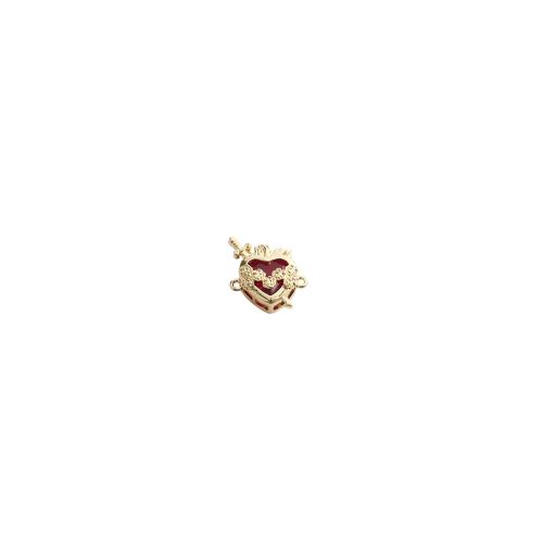 Kubik Zirkonium mikro bana Mässing Kontaktdon, Hjärta, guldfärg pläterade, DIY & micro bana cubic zirconia, 23x19x8mm, Säljs av PC