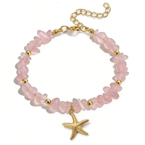 Fashion Jewelry Anklet, pierre gemme, avec acier inoxydable, Placage, bijoux de mode & réglable & styles différents pour le choix & pour femme, plus de couleurs à choisir, Vendu par Environ 20 cm brin