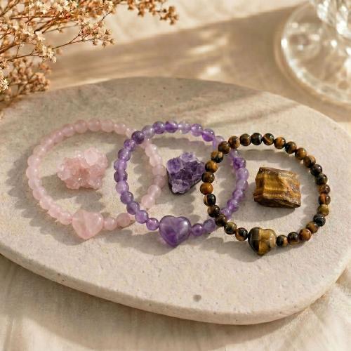 Gemstone Браслеты, Полудрагоценный камень, Другое покрытие, ювелирные изделия моды & различные материалы для выбора & регулируемый & Женский, Много цветов для выбора, Продан через Приблизительно 19 см Strand