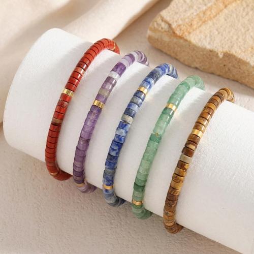 Gemstone Браслеты, Полудрагоценный камень, с Нейлоновый Полипропилен & нержавеющая сталь, Другое покрытие, ювелирные изделия моды & различные материалы для выбора & Мужская & регулируемый, Много цветов для выбора, Продан через Приблизительно 14-26 см Strand