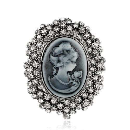 Zink Alloy Brosch, med Harts, Karaktär, platina pläterad, Unisex & med strass, 41x51mm, Säljs av PC