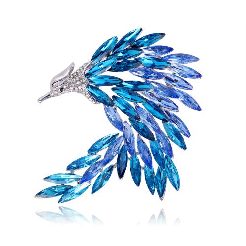 Zinc Alloy Brooch with Crystal Phoenix plated Unisex & with rhinestone Sold By PC