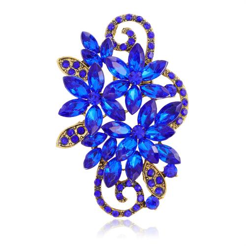 Zinc Alloy Broche, med Akryl, forgyldt, Unisex & med rhinestone, flere farver til valg, 39x59mm, Solgt af PC
