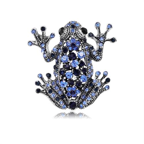 Zinc Alloy Broche, Frog, forgyldt, Unisex & med rhinestone, flere farver til valg, 40x40mm, Solgt af PC