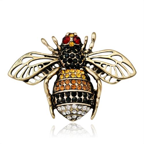 alliage de zinc broche, abeille, Placage, unisexe & avec strass, 48x33mm, Vendu par PC
