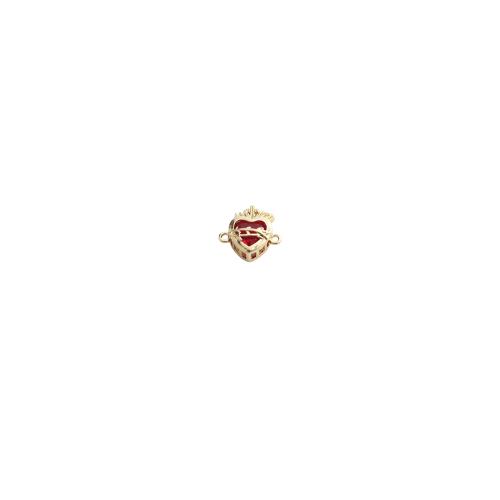 Messing connector met micro-paved kubieke zirconia's, Hart, gold plated, DIY & micro pave zirconia, 18x18x6mm, Verkocht door PC