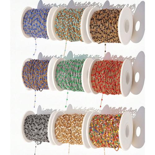 Decorative Beaded Chain 304 Stainless Steel plated DIY & enamel Length Approx 100 cm Sold By Spool