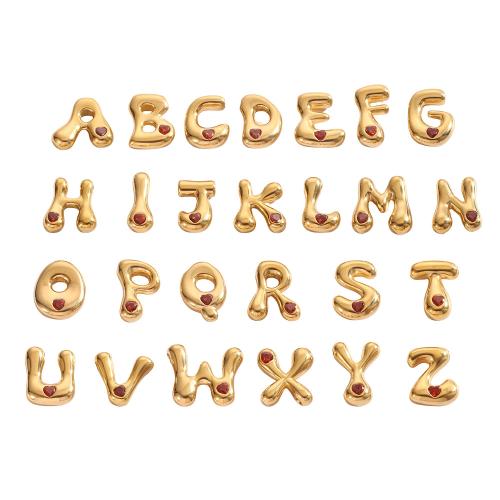Dell'acciaio inossidabile Ciondoli Letter, 304 acciaio inox, Lettera alfabeto, placcato color oro, DIY & stili diversi per la scelta & Micro spianare cubic zirconia, Venduto da PC