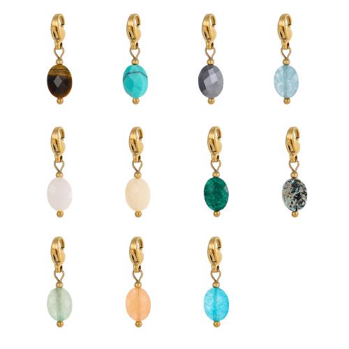 Gemstone Jewelry Pendants 304 Stainless Steel with Gemstone gold color plated DIY Sold By PC