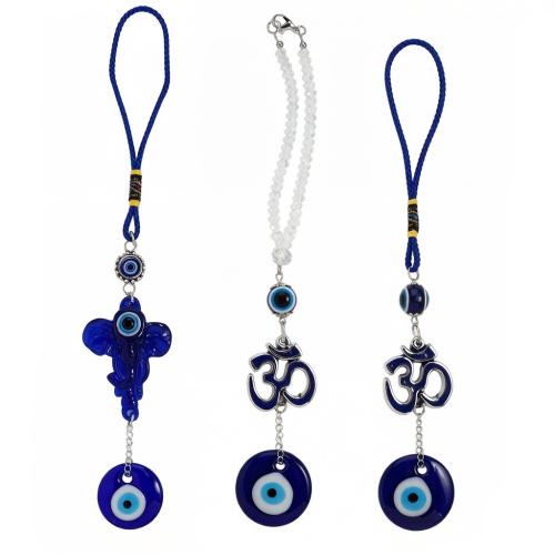 Üveg Lógó díszek, -val Cink ötvözet, Evil Eye, fél kézzel, egynemű, több színt a választás, 240mm, Által értékesített PC