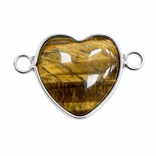 Gemstone Connector Heart silver color plated DIY Sold By PC