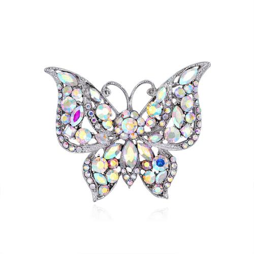 lega in zinco spilla, Farfalla, placcato, unisex & con strass, nessuno, 58x47mm, Venduto da PC