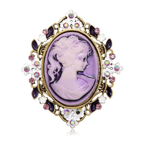 aleación de zinc broche, con resina, personaje, chapado en oro KC, unisexo & con diamantes de imitación, 55x63mm, Vendido por UD
