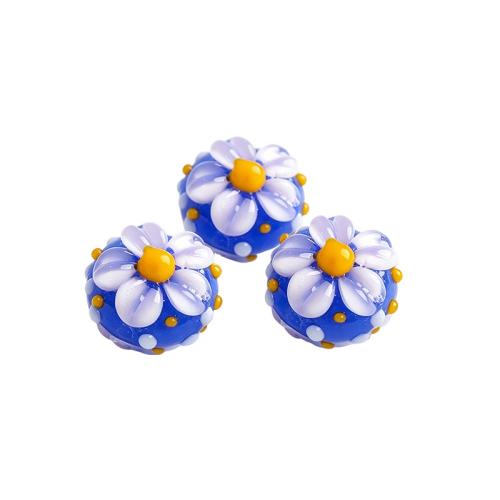 Håndlavede Lampeperler, Lampwork, Daisy, du kan DIY, flere farver til valg, 13mm, 20pc'er/Lot, Solgt af Lot