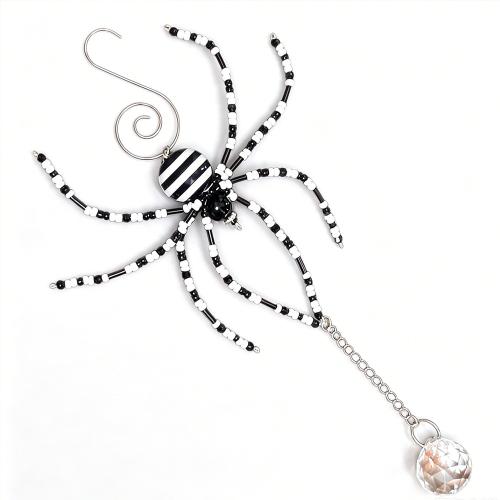 Gemstone Hanging Ornaments with Crystal Spider Halloween Design Sold By PC