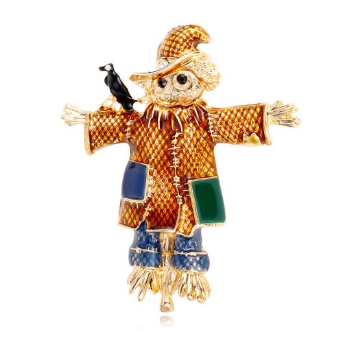 Zinc Alloy Brooch clown plated Unisex & enamel & with rhinestone Sold By PC