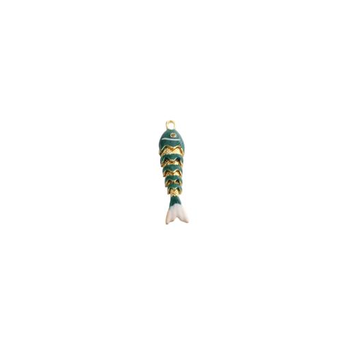 Brass Nakit Privjesci, Mesing, Riba, zlatna boja pozlaćen, možete DIY & emajl, 45x10x7mm, Prodano By PC