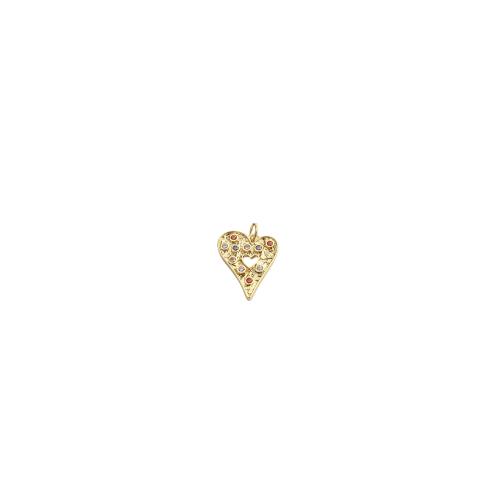 Kubni cirkonij Micro Pave Brass Privjesak, Mesing, Srce, zlatna boja pozlaćen, možete DIY & micro utrti kubni cirkonij, 20x16x2mm, Prodano By PC