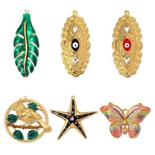 Titanium Privjesci, Titanium Čelik, pozlaćen, možete DIY & različitih stilova za izbor & emajl & s Rhinestone, više boja za izbor, 3računala/Torba, Prodano By Torba