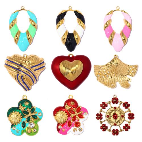 титан подвески, Другое покрытие, DIY & разные стили для выбора & эмаль & со стразами, Много цветов для выбора, 3ПК/сумка, продается сумка