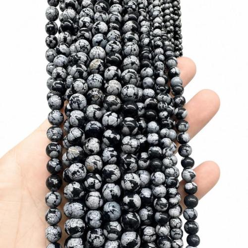 Snowflake Obsidian Korálky, Kolo, DIY & různé velikosti pro výběr, Prodáno za Cca 38 cm Strand