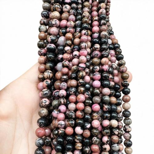 Černý pruh Rhodochrosite Stone Korálek, Kolo, DIY & různé velikosti pro výběr, Prodáno za Cca 38 cm Strand