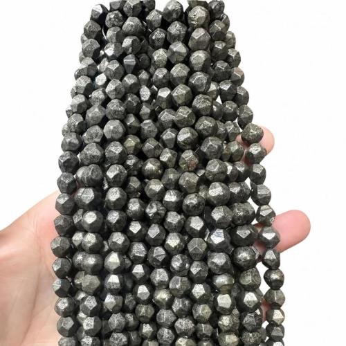 Gemstone smykker perler, Golden Pyrite, du kan DIY & facetteret, 8mm, Solgt Per Ca. 38 cm Strand