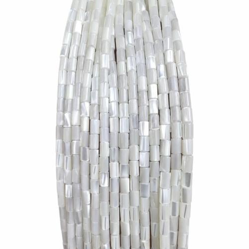 Hvide Lip Shell Perler, Hvid Lip Shell, du kan DIY, 3x5mm, Solgt Per Ca. 38 cm Strand