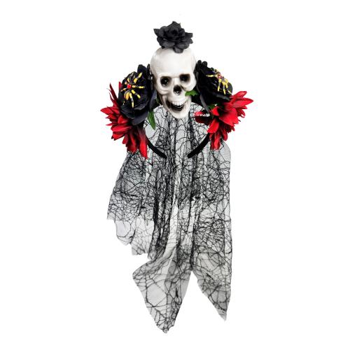 Cloth Hair Band with Gauze Skull epoxy gel Halloween Design & with flower pattern & for woman Sold By PC