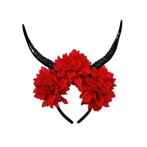 Plastic Hair Band with Cloth handmade Halloween Design & with flower pattern & for woman Sold By PC