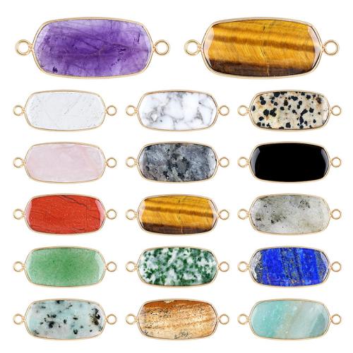 Gemstone csatlakozó, Drágakő, Geometriai minta, galvanizált, DIY & különböző anyagok a választás, 16x39mm, Által értékesített PC