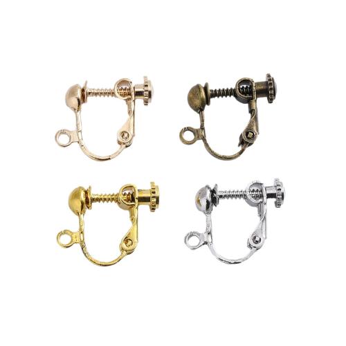 Brass Clip On naušnicom Pronalaženje, Mesing, pozlaćen, možete DIY, više boja za izbor, 15x13mm, 10računala/Torba, Prodano By Torba