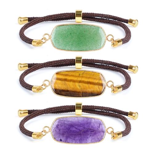 Gemstone Bracelet, le Corda terylene, Patrún Geoiméadrach, lámhdhéanta, ábhair éagsúla do rogha & unisex & inchoigeartaithe, Fad Thart 24 cm, Díolta De réir PC