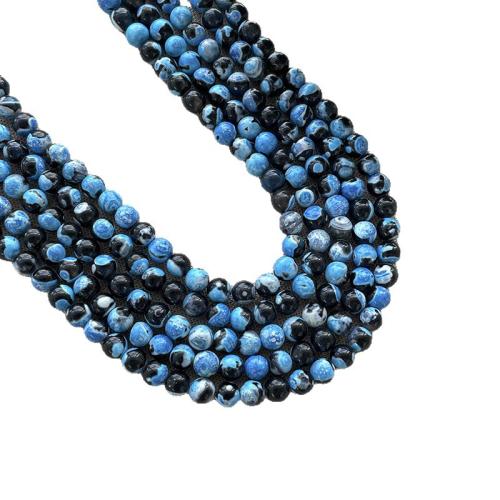Achát Korálky, Požární Achát, Kolo, lesklý, DIY & různé velikosti pro výběr, Kyselina modrá, Prodáno za Cca 38 cm Strand