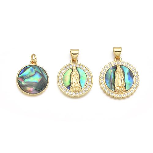 Nádúrtha chluas mhara Shell Pendants, Prás, le Chluas mhara Shell, Babhta Maol, dath an óir plated, DIY & stíleanna éagsúla do rogha & micrea réiteach zirconia ciúbach, Díolta De réir PC