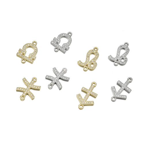 Kubni cirkonij Micro Pave Brass priključak, Mesing, 12 Znakova zodijaka, pozlaćen, možete DIY & različitih stilova za izbor & micro utrti kubni cirkonij, Prodano By PC