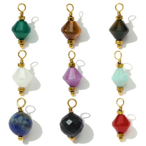 Gemstone Jewelry Pendants Titanium Steel with Gemstone plated DIY Sold By Bag