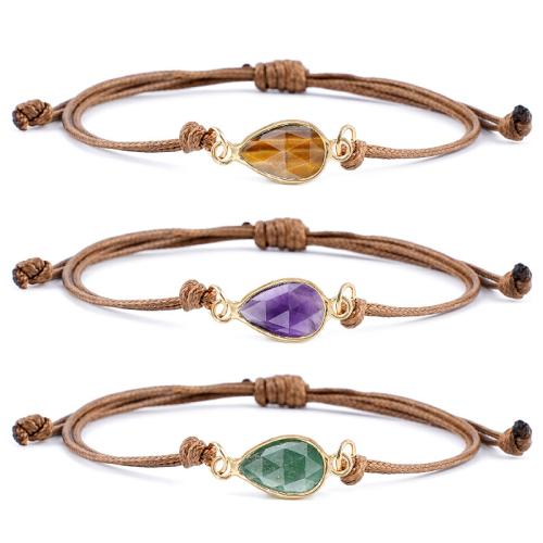 Gemstone Bracelet, le Céir, Teardrop, plátáilte, ábhair éagsúla do rogha & unisex & ilghnéitheach, Fad Thart 26 cm, Díolta De réir PC