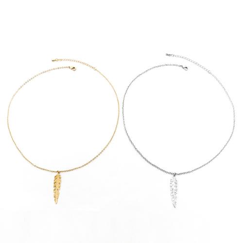 304 Stainless Steel Necklace with 6cm extender chain Leaf plated fashion jewelry & for woman Length Approx 40 cm Sold By PC