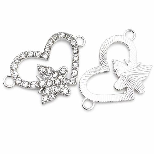 Hjerte zink legering stik, Zinc Alloy, Heart, forgyldt, du kan DIY & med rhinestone & hule, 23x15mm, Solgt af PC