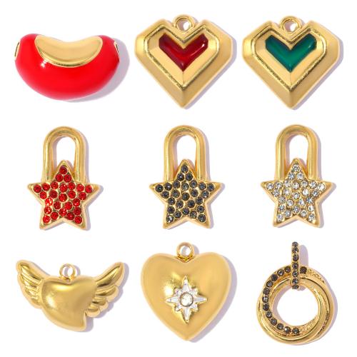 titanium Hangers, Titanium Staal, plated, DIY & verschillende stijlen voor de keuze & glazuur & met strass, meer kleuren voor de keuze, 3pC's/Bag, Verkocht door Bag