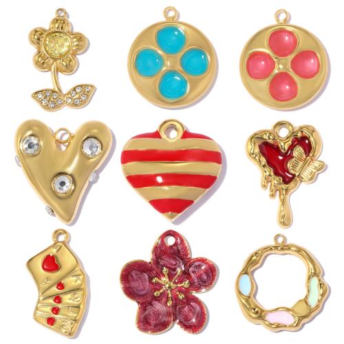 Colgantes Titanium, Partículas de acero, chapado, Bricolaje & diferentes estilos para la opción & esmalte & con diamantes de imitación, más colores para la opción, 3PCs/Bolsa, Vendido por Bolsa