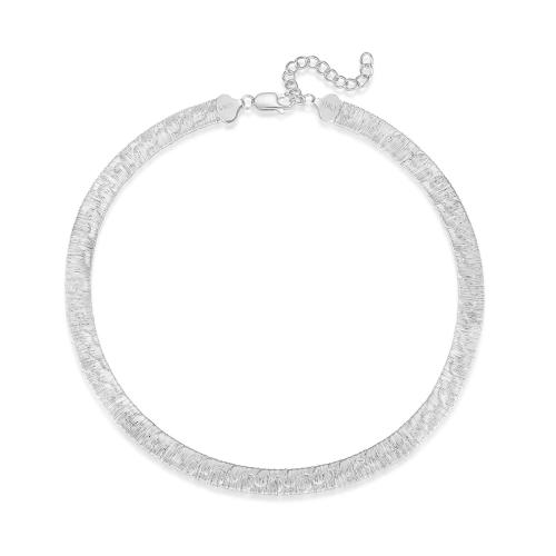 925 Sterling Silver Necklace with 5cm extender chain brushed & for woman Length 37 cm Sold By PC